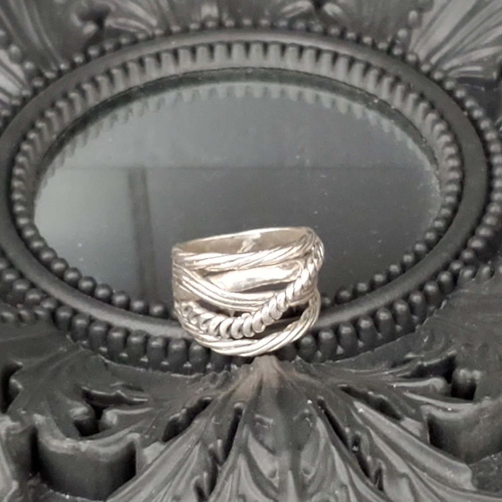 PZ 925 Sterling Texturized Rope Weave Band Ring 6.75 - Picture 8 of 16